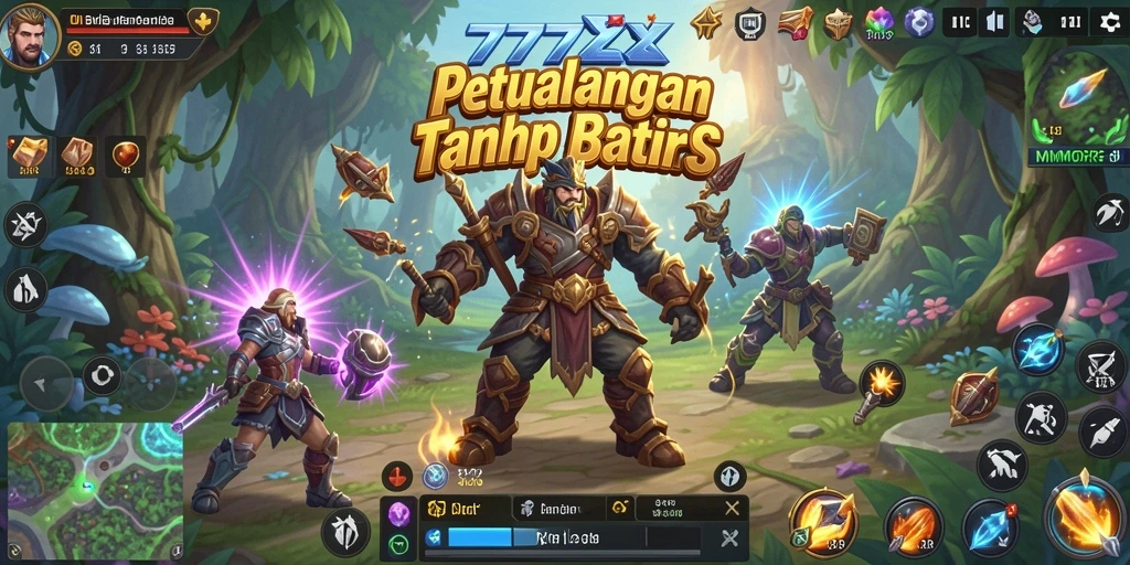 Screenshot gameplay 777ZX yang menunjukkan pertempuran seru di dunia MMORPG.