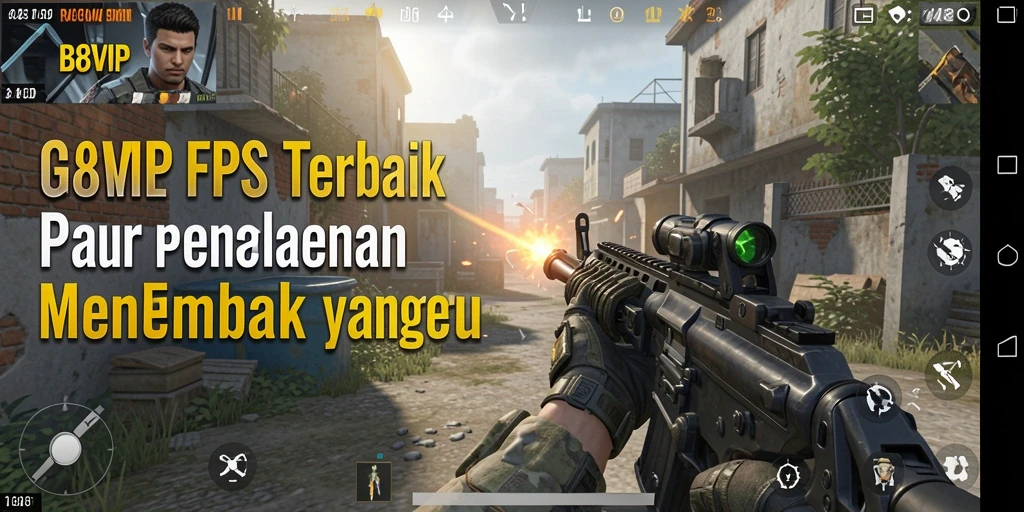 Tampilan gameplay dinamis B8VIP menampilkan aksi menembak yang mendebarkan.