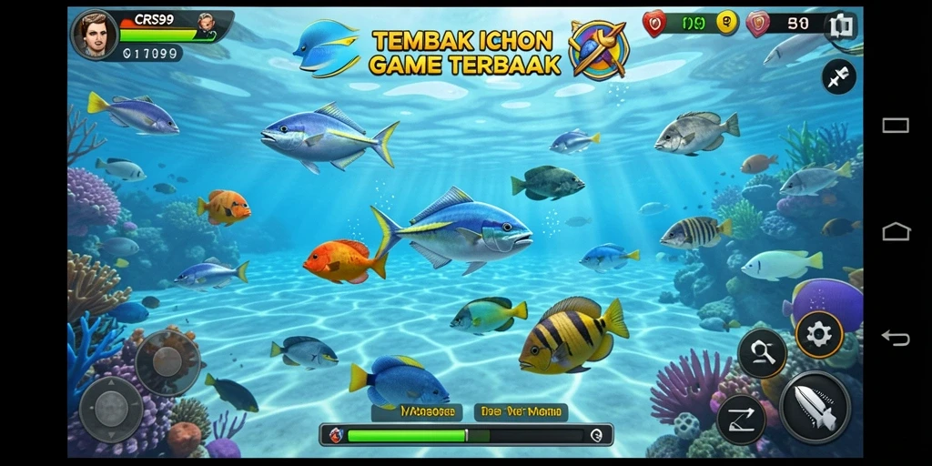 Screenshot gameplay dari <strong>CRS99</strong> yang menampilkan serunya menembak ikan.