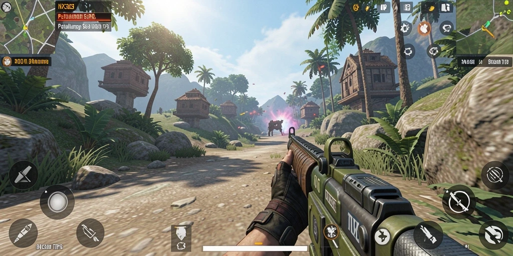Gameplay NX303 yang intens dan mendebarkan saat bertempur di medan perang.
