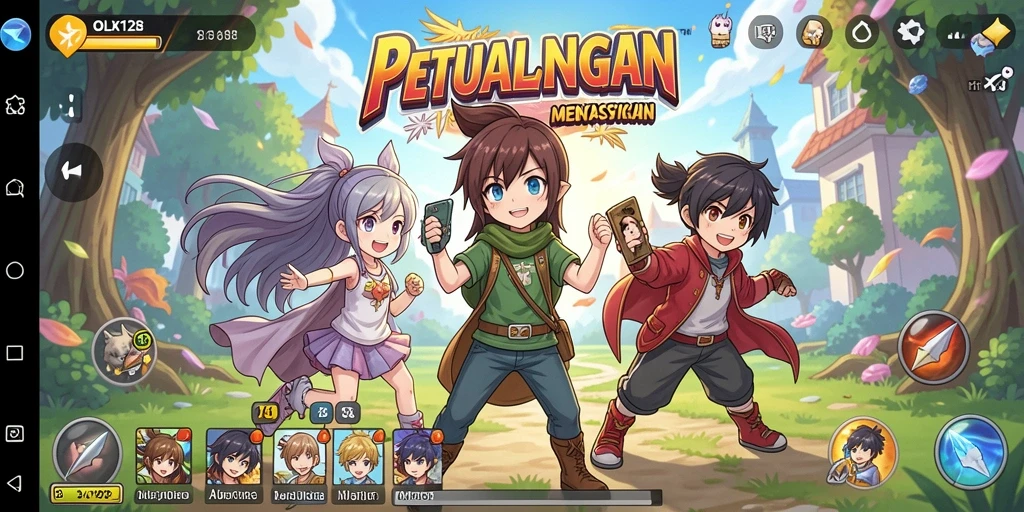 Screenshot OLX128 menampilkan aksi seru dalam dunia Anime.