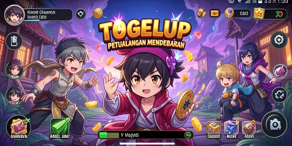 Tampilan screenshot TOGELUP yang menunjukkan pertarungan karakter anime.